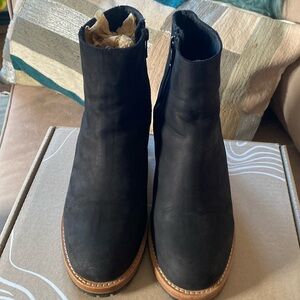 Patina black nubuck leather ankle boots. Size 9